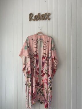 Nordstrom Pink Floral Kimono Cover-Up OS